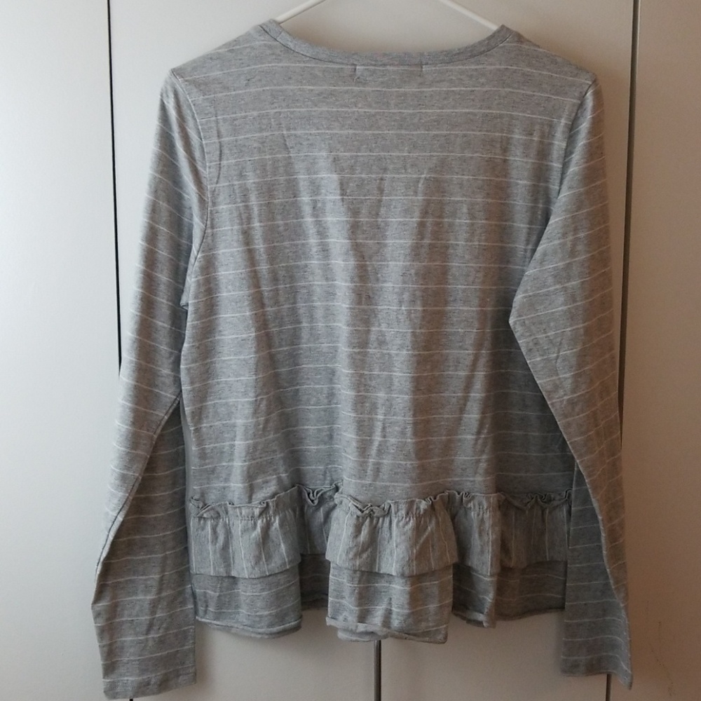 Free Generation Ruffle Grey Striped Tee - Picture 3 of 5